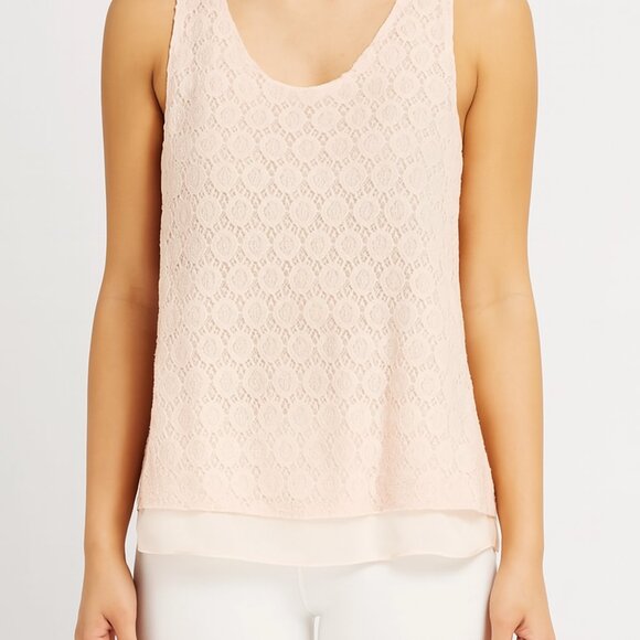 Banana Republic Lace Over-lay Tank Top - Size Small - Pink - EUC - Picture 1 of 8